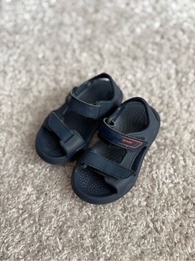 CROCS Kids Navy Blue Double-Strap Sandals